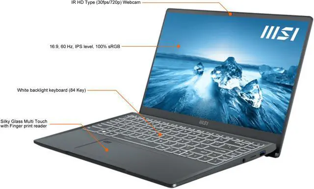 Alt view image 5 of 20 - MSI Laptop Intel Core i7-1260P 16GB Memory 512 GB NVMe SSD GeForce GTX 1650 14.0" Non-Touch Screen Windows 11 Pro 64-bit Prestige 14 A12SC-007