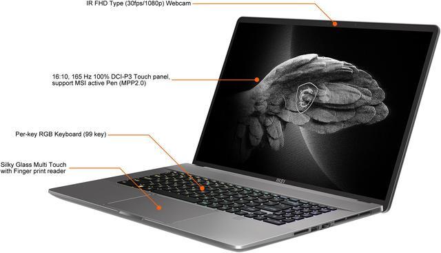Alt view image 19 of 20 - MSI Laptop Intel Core i9-12900H 64GB Memory 2 TB NVMe SSD GeForce RTX 3080 Ti Laptop GPU 17.0" Touch Screen Windows 11 Pro 64-bit Creator Z17 A12UHST-046