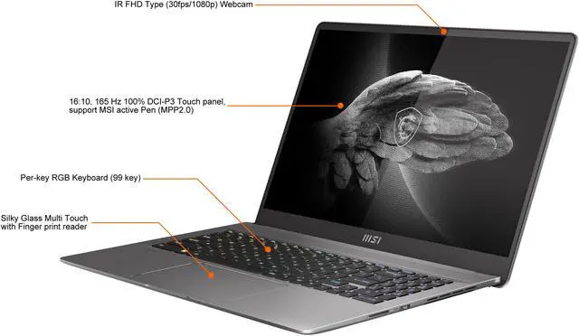 Alt view image 17 of 17 - MSI Laptop Creator Z16P Intel Core i9 12th Gen 12900H (2.50GHz) 64GB Memory 2 TB NVMe SSD NVIDIA GeForce RTX 3080 Ti Laptop GPU 16.0" Touchscreen Windows 11 Pro 64-bit Creator Z16P B12UHST-039