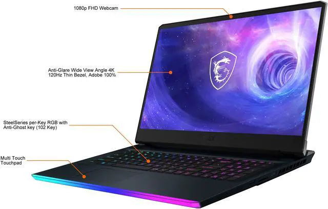 Alt view image 4 of 20 - MSI GE Series - 17.3" 4K / UHD GeForce RTX 3080 Ti Laptop GPU - Intel Core i9-12900HK  - 32GB Memory - 1TB NVMe SSD - Windows 11 Home 64-bit - Gaming Laptop - 120 Hz (Raider GE76 12UHS-252 )