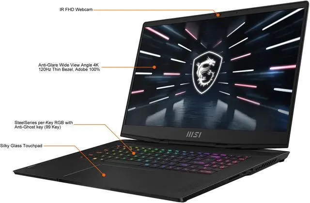 Alt view image 3 of 20 - MSI GS Series - 17.3" 4K / UHD GeForce RTX 3080 Ti Laptop GPU - Intel Core i9-12900H  - 32GB Memory - 1 TB PCIe SSD - Windows 11 Pro 64-bit - Gaming Laptop - 120 Hz (Stealth GS77 12UHS-040 )