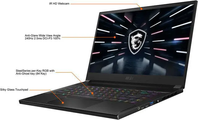 Alt view image 3 of 20 - MSI GS Series - 15.6" GeForce RTX 3080 Ti Laptop GPU - Intel Core i7-12700H  - 32GB Memory - 1 TB NVMe SSD - Windows 11 Pro 64-bit - Gaming Laptop - 240 Hz (Stealth GS66 12UHS-271 )