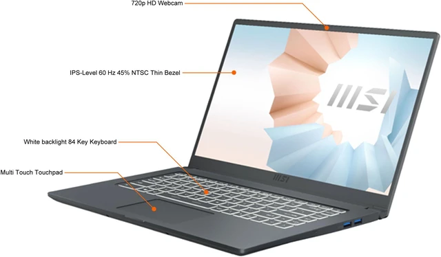 Alt view image 5 of 8 - MSI 15.6" Intel Core i7-1165G7 16GB Memory DDR4 2666 512GB NVMe SSD Windows 10 Home (Free upgrade to Win 11) Modern 15 A11M-004