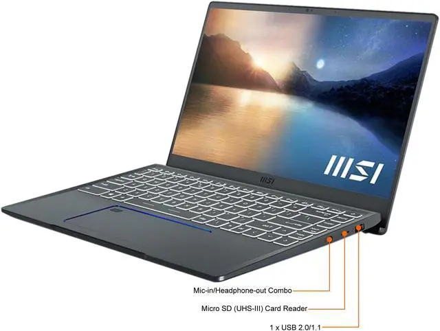 Alt view image 2 of 7 - MSI 14.0" Intel Core i5-1155G7 16GB Memory LPDDR4X 4267 512GB NVMe SSD Windows 10 Home 64-bit