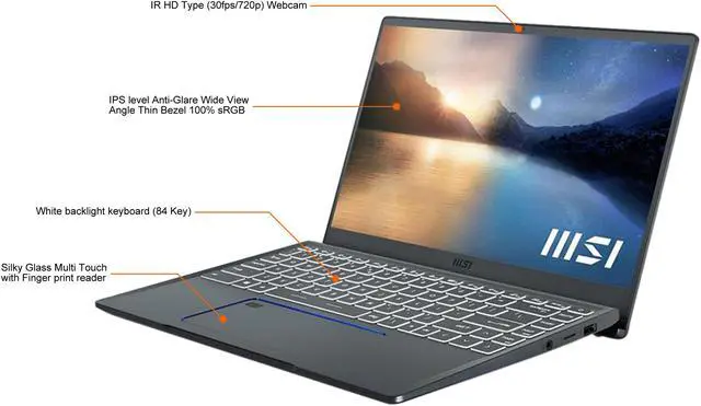 Alt view image 3 of 7 - MSI 14.0" Intel Core i5-1155G7 16GB Memory LPDDR4X 4267 512GB NVMe SSD Windows 10 Home 64-bit