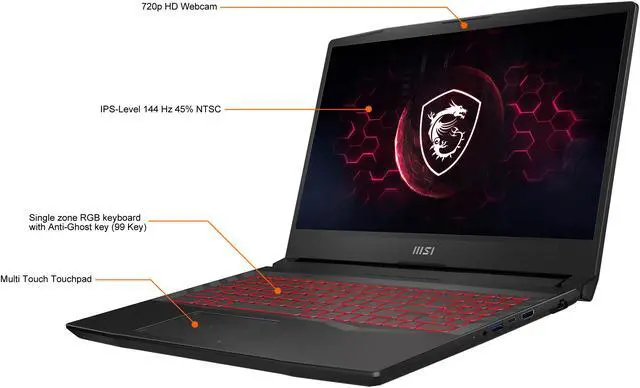 Alt view image 3 of 20 - MSI GL Series - 15.6" GeForce RTX 3060 Laptop GPU - Intel Core i9-12900H - 32GB Memory - 1TB PCIe SSD - Windows 11 Pro 64-bit - Gaming Laptop - 144 Hz IPS (Pulse GL66 12UEK-688 )