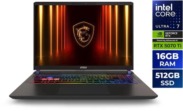 Main image of MSI Vector - 16" GeForce RTX 5070 Ti Laptop GPU - Intel Core Ultra 7 255HX  - 16GB Memory - 512 GB SSD - Windows 11 Home - Gaming Laptop - 144 Hz (Vector 16 HX AI A2XWHG-061US )