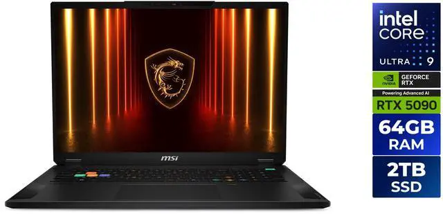 MSI Stealth - 18" GeForce RTX 5090 Laptop GPU - Intel Core Ultra 9 275HX - 64GB Memory - 2 TB SSD - Wi-Fi 7 Windows 11 Pro Gaming Laptop - 120 Hz (Stealth 18 HX AI A2XWJG-035US )