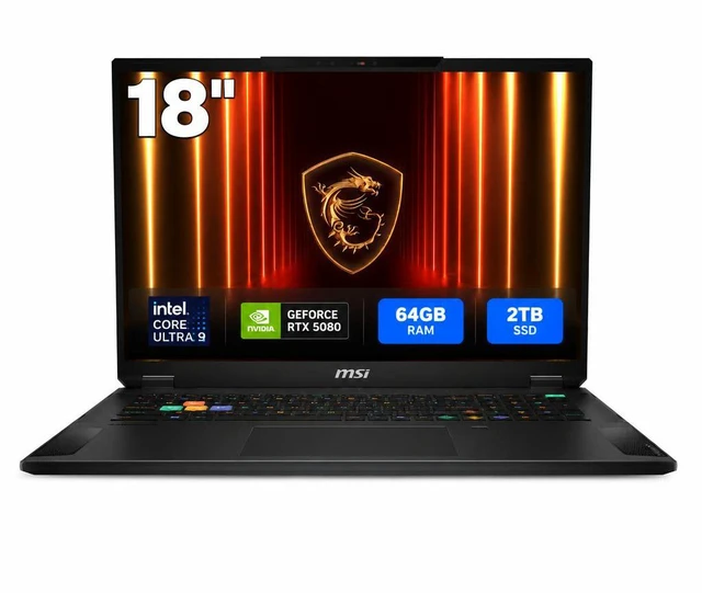 Main image of MSI Stealth - 18" 120 Hz - Intel Core Ultra 9 275HX - GeForce RTX 5080 Laptop GPU - 64GB Memory DDR5 5600 - 2TB SSD - Windows 11 Pro(Stealth 18 HX AI A2XWIG-036US)