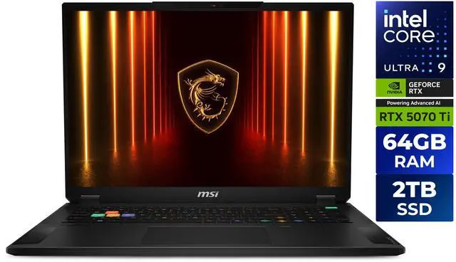 Main image of MSI Stealth - 18" GeForce RTX 5070 Ti Laptop GPU - Intel Core Ultra 9 275HX  - 64GB Memory - 2 TB SSD - Windows 11 Pro - Gaming Laptop - 240 Hz (Stealth 18 HX AI A2XWHG-029US )