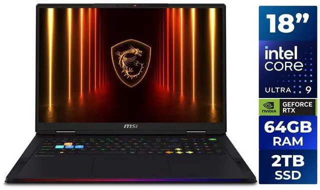 Main image of MSI - 18" GeForce RTX 5090 Laptop GPU - Intel Core Ultra 9 285HX - 64GB Memory - 2 TB SSD - Windows 11 Home - Gaming Laptop - 240 Hz IPS (Raider 18 HX AI A2XWJG-445CA )