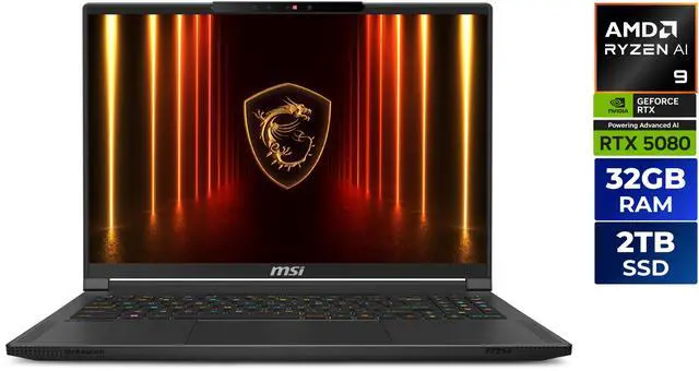 Main image of MSI Stealth A16 - 16.0" OLED 240 Hz - GeForce RTX 5080 Laptop GPU - AMD Ryzen AI 9 HX 370 - 32GB Memory - 2TB NVMe SSD - Wi-Fi 7 - Windows 11 Pro Gaming Laptop (A3XWIG-076US )