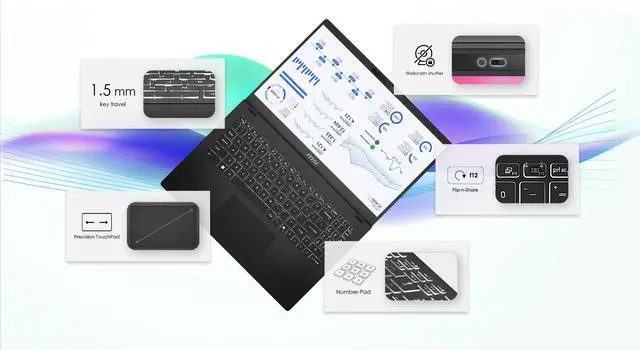 Alt view image 2 of 19 - MSI Modern 15 H 15.6" Touch Screen Laptop Intel Core 9 270H 32GB RAM1 TB NVMe SSD Windows 11 Home (C2RMTG-401US)