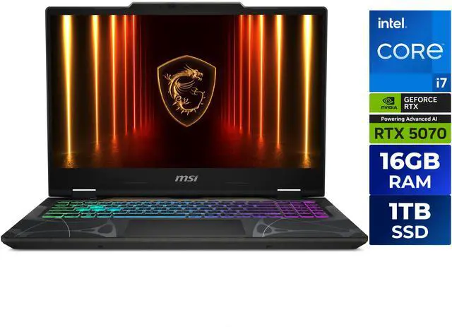 Main image of MSI Cyborg 15 - 15.6" GeForce RTX 5070 Laptop GPU - Intel Core 7 240H(1.80-5.20GHz)  - 16GB (8GB*2)DDR5 5600MHz Memory - 1TB NVMe SSD Gen4x4 SSD - Windows 11 Home - Gaming Laptops - 144 Hz IPS (Cyborg 15 B2RWGKG-409US )