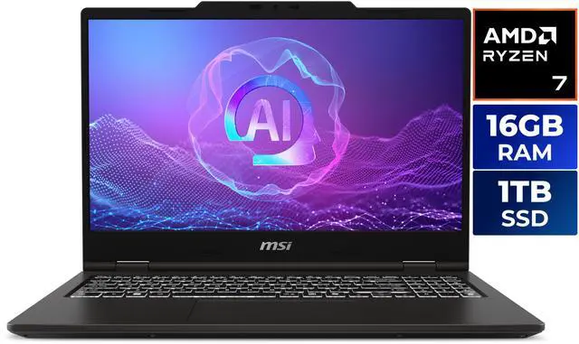 Main image of MSI Venture Pro A15 AI+ 15.6" TouchScreen Copilot+ PC Laptop AMD Ryzen AI 7 350 - Nvidia GeForce RTX 5050 - 16GB RAM 1TB SSD (A3HWETG-083US)