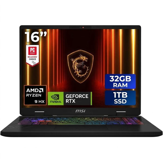 Main image of MSI CROSSHAIR A16 Gaming Laptop - 16" QHD+ 240hz - AMD Ryzen 9-8940HX - GeForce RTX 5060 - 32GB DDR5 RAM - 1TB SSD (D8WFKG-015US)