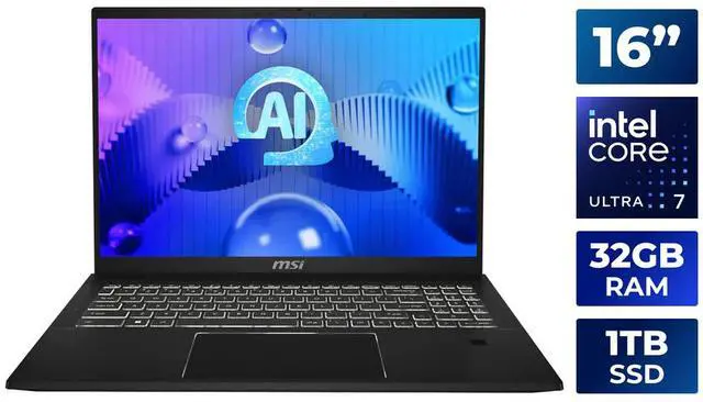Main image of MSI Summit E16 AI Evo 16" QHD+ 165Hz Touchscreen Laptop with Pen, Intel Core Ultra 7 155H, Intel Arc Graphics, 32GB DDR5, 1TB SSD, Windows 11 Home (A1MTG-021CA)