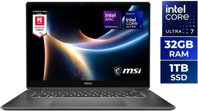 MSI Prestige 16 Flip AI+ 16.0" Touchscreen Laptop Intel Core Ultra 7 355 - 32GB RAM - 1TB SSD - Windows 11 Home  (C3MTG-058US)
