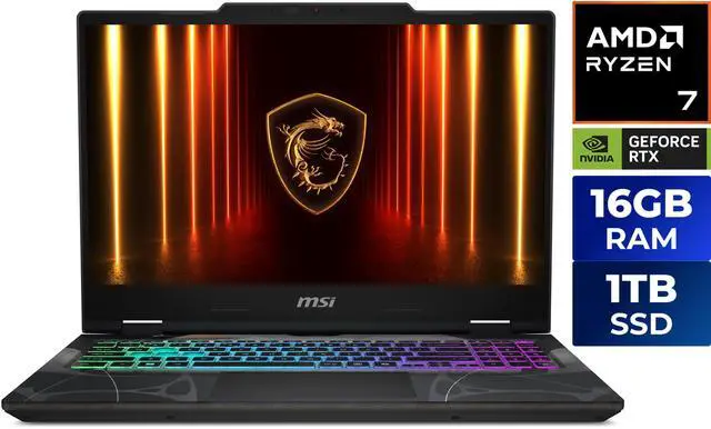 Main image of MSI - Cyborg A15 15.6" 144hz FHD Gaming Laptop - AMD Ryzen 7 260 - GeForce RTX 5060 - 16GB DDR5 RAM - 1TB SSD - Windows 11 Home (Cyborg A15 AI B2HWFKG-030US)