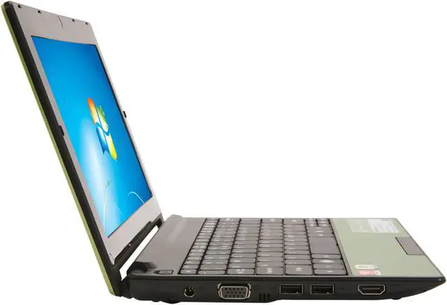Alt view image 4 of 8 - Acer Aspire One AO522-BZ824 Olive Green AMD Dual-Core Processor C-50 (1.00 GHz) 10.1" 1GB Memory 250GB HDD Netbook