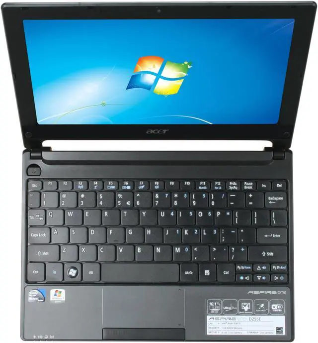 Alt view image 6 of 8 - Acer Aspire One AOD255E-1643 Diamond Black Intel Atom N570(1.66 GHz) 10.1" WSVGA 1GB Memory 250GB HDD Netbook