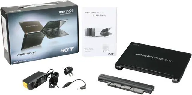 Alt view image 8 of 8 - Acer Aspire One AOD255E-1643 Diamond Black Intel Atom N570(1.66 GHz) 10.1" WSVGA 1GB Memory 250GB HDD Netbook