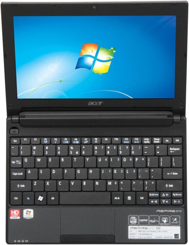 Alt view image 6 of 8 - Acer Aspire One AO522-BZ465 Diamond Black AMD Dual-Core Processor C-50 (1.00 GHz) 10.1" 1GB Memory 250GB HDD Netbook