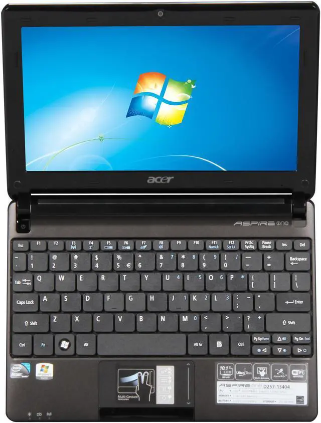Alt view image 7 of 9 - Acer Aspire One AOD257-13404 Espresso Black Intel Atom N455(1.66 GHz) 10.1" WSVGA 1GB Memory 250GB HDD Netbook