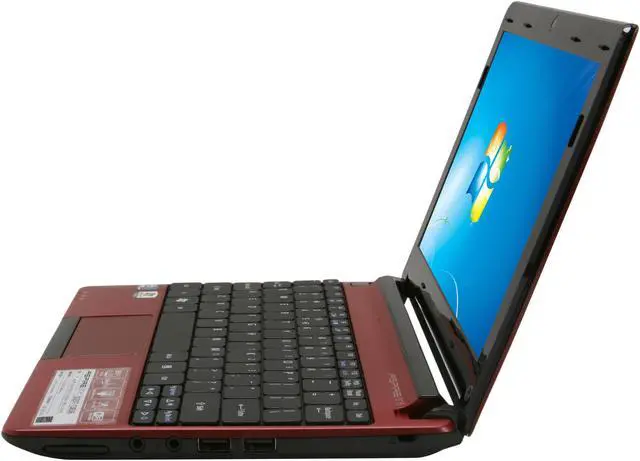 Alt view image 2 of 8 - Acer Aspire One AOD257-13836 Burgandy Red Intel Atom N570(1.66 GHz) 10.1" WSVGA 1GB Memory 250GB HDD Netbook
