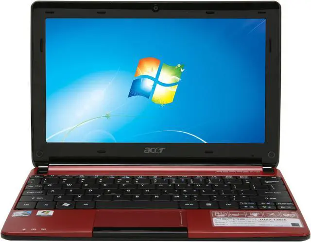 Alt view image 5 of 8 - Acer Aspire One AOD257-13836 Burgandy Red Intel Atom N570(1.66 GHz) 10.1" WSVGA 1GB Memory 250GB HDD Netbook