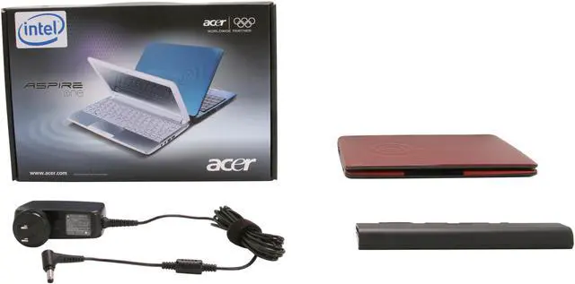 Alt view image 8 of 8 - Acer Aspire One AOD257-13836 Burgandy Red Intel Atom N570(1.66 GHz) 10.1" WSVGA 1GB Memory 250GB HDD Netbook