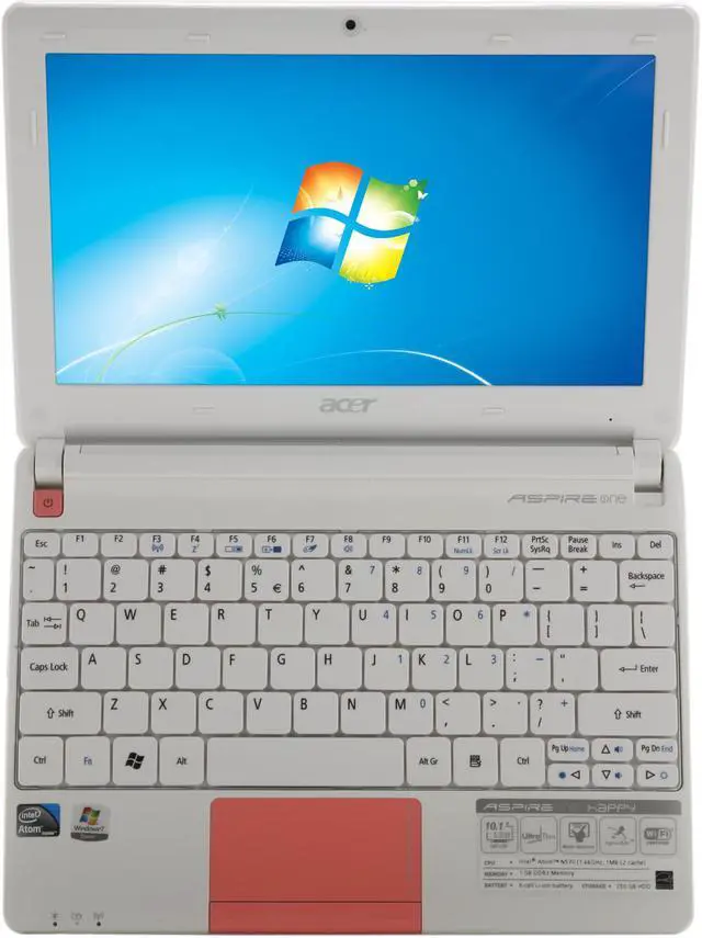 Alt view image 6 of 8 - Acer Aspire One Happy 2 AOHAPPY2-1499 Strawberry Yogurt Intel Atom N570(1.66 GHz) 10.1" WSVGA 1GB Memory 250GB HDD Netbook