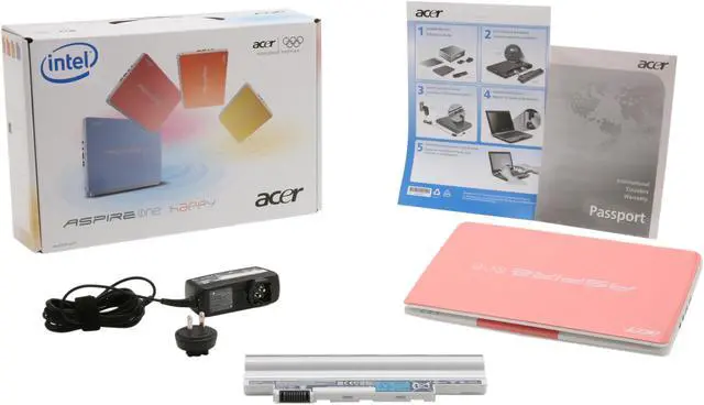 Alt view image 8 of 8 - Acer Aspire One Happy 2 AOHAPPY2-1499 Strawberry Yogurt Intel Atom N570(1.66 GHz) 10.1" WSVGA 1GB Memory 250GB HDD Netbook