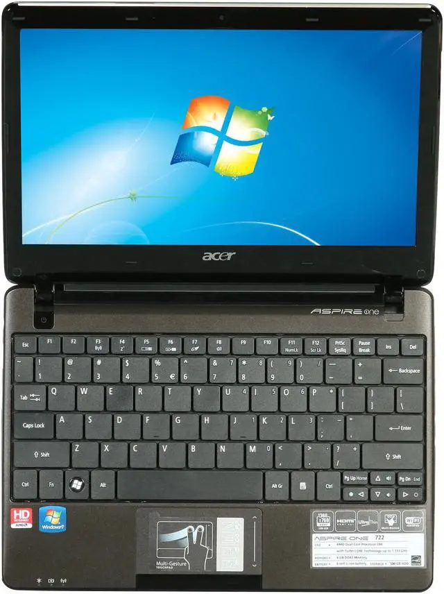 Alt view image 6 of 8 - Acer Laptop Aspire One AMD C-60 4GB Memory 500GB HDD AMD Radeon HD 6290 11.6" Windows 7 Home Premium 64-Bit AO722-0022