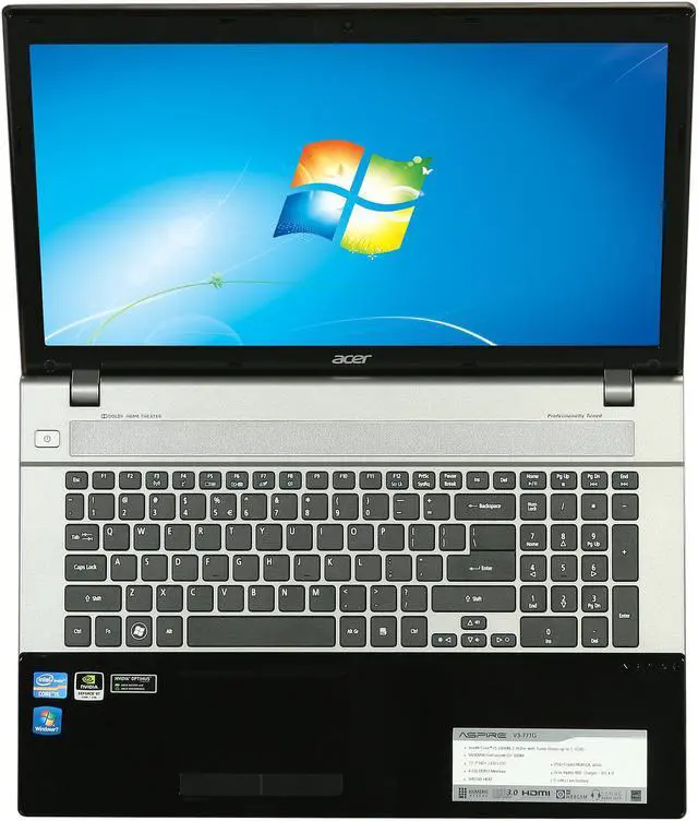 Alt view image 6 of 8 - Acer Laptop Aspire Intel Core i5-2450M 4GB Memory 500GB HDD NVIDIA GeForce GT 630M 17.3" Windows 7 Home Premium 64-Bit V3-771G-6650