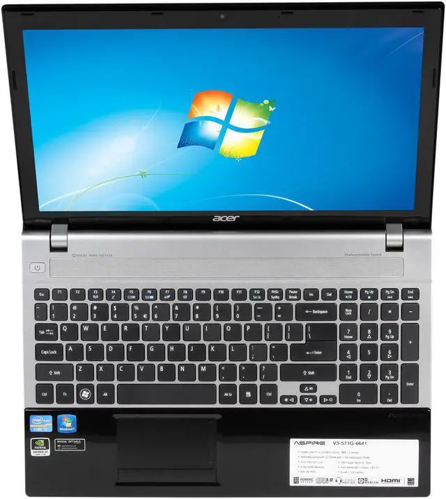 Alt view image 6 of 8 - Acer Laptop Aspire Intel Core i3-2370M 4GB Memory 500GB HDD NVIDIA GeForce GT 630M 15.6" Windows 7 Home Premium 64-Bit V3-571G-6641