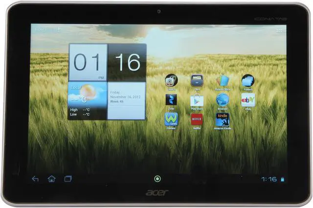 Main image of Acer Iconia Tab A Series A210-10g16u NVIDIA Tegra 3 Quad Core Mobile Processor 1.20GHz 10.1" 1GB DDR3 Memory 16GB Tablet - Android 4.0 (Ice Cream Sandwich)