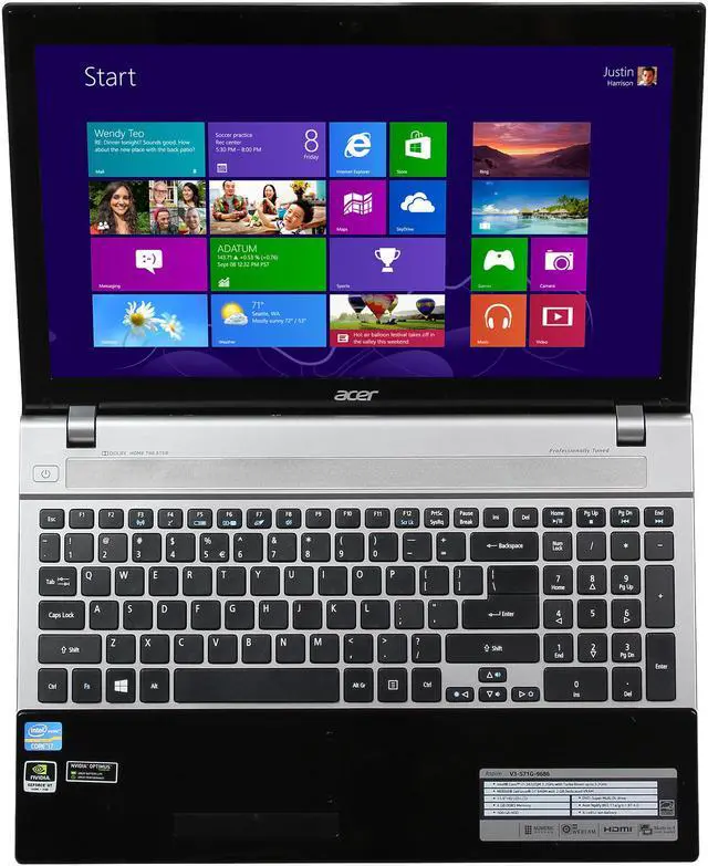 Alt view image 6 of 8 - Acer Laptop Aspire Intel Core i7-3632QM 6GB Memory 500GB HDD NVIDIA GeForce GT 640M 15.6" Windows 8 64-Bit V3-571G-9686