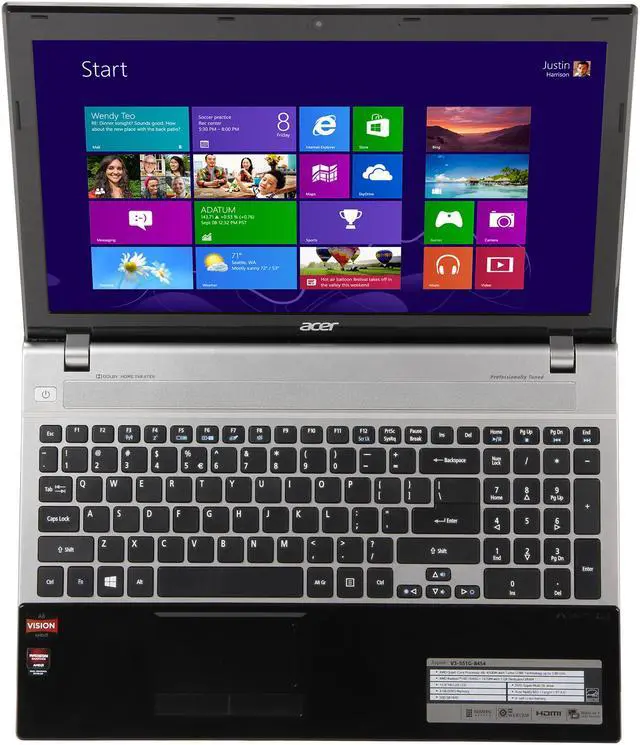 Alt view image 6 of 8 - Acer Laptop Aspire AMD A8-4500M 4GB Memory 500GB HDD AMD Radeon HD 7670M 15.6" Windows 8 V3-551G-8454