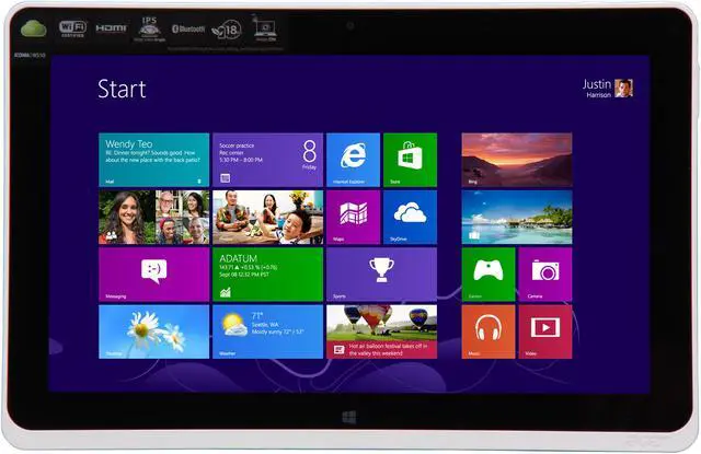 Alt view image 2 of 11 - Acer Iconia Tab W510-1422 Intel Atom Z2760(1.80GHz) 10.1" 2GB Memory 64GB internal storage Tablet - Windows 8 -silver
