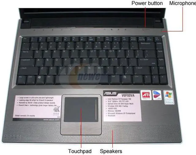 Alt view image 4 of 14 - ASUS Laptop V6 Series Intel Pentium M 750 1GB Memory 100GB HDD ATI Mobility Radeon X700 15.0" Windows XP Professional V6VA