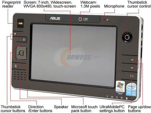 Alt view image 2 of 18 - ASUS R2H-BH059T 768MB Memory 7.0" 800 x 480 Ultra-Mobile PC Windows XP Tablet PC Edition