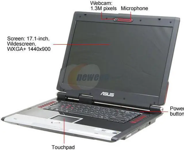 Alt view image 2 of 20 - ASUS Laptop G Series Intel Core 2 Duo T7200 2GB Memory 160GB HDD ATI Mobility Radeon X1700 17.1" Windows XP Media Center G2P-7R001M