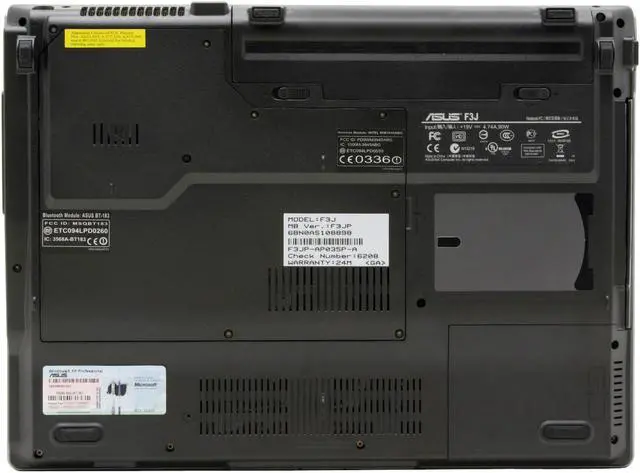 Alt view image 11 of 18 - ASUS Laptop F3 Series Intel Core 2 Duo T7200 1GB Memory 120GB HDD ATI Mobility Radeon X1700 15.4" Windows XP Professional F3JP-AP035P-A