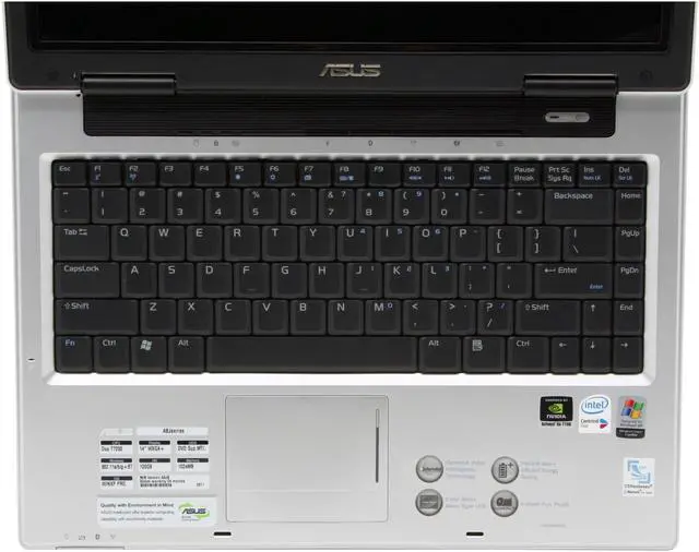 Alt view image 5 of 16 - ASUS Laptop A8 Series Intel Core 2 Duo T7200 1GB Memory 120GB HDD NVIDIA GeForce Go 7700 14.0" Windows XP Professional A8JS-4S024P