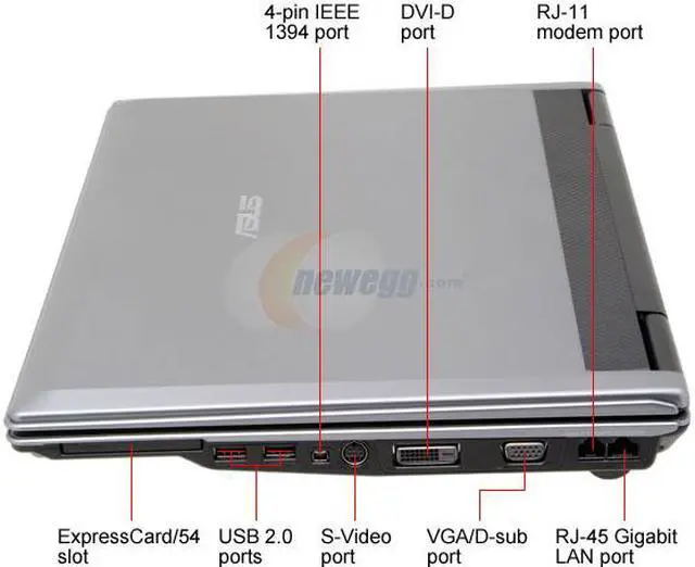 Alt view image 8 of 16 - ASUS Laptop F3 Series Intel Core 2 Duo T7200 1GB Memory 120GB HDD ATI Mobility Radeon X1700 15.4" Windows Vista Home Premium F3JP-AK048C-A