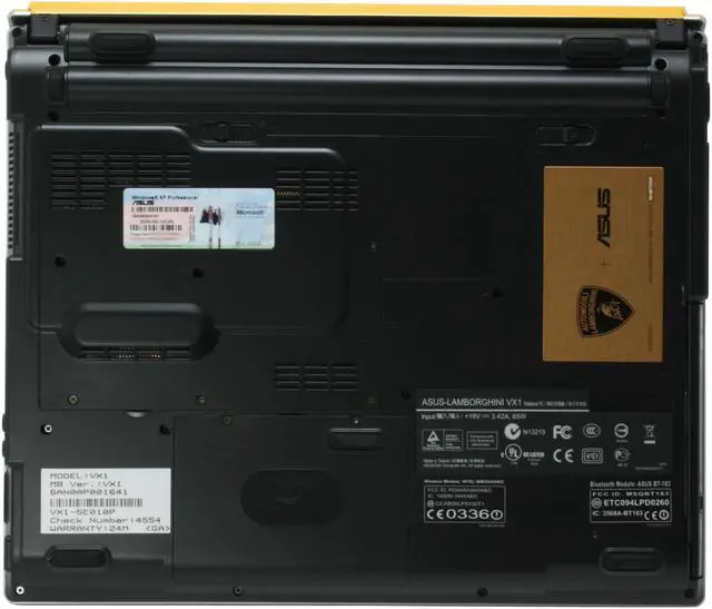 Alt view image 10 of 19 - ASUS Laptop Lamborghini Intel Core 2 Duo T7400 2GB Memory 160GB HDD NVIDA GeForce Go7400 VX 15.0" Windows XP Professional VX1-5E010P (Yellow) Gold Edition