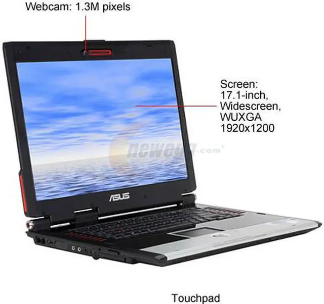 Alt view image 7 of 18 - ASUS Laptop G Series Intel Core 2 Duo T7500 2GB Memory 160GB HDD NVIDIA GeForce 8600M GT 17.1" Windows Vista Home Premium G2S-A1