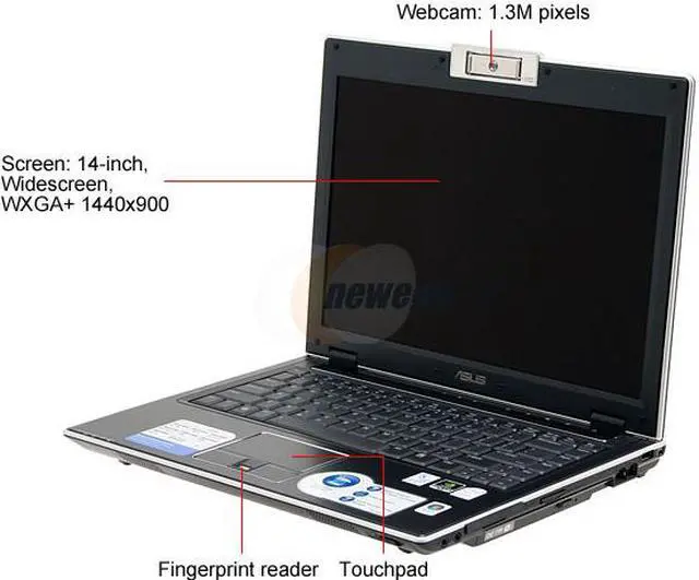 Alt view image 3 of 19 - ASUS Laptop V2 Series Intel Core 2 Duo T7700 2GB Memory 160GB HDD NVIDIA GeForce 8600M GS 14.0" Windows Vista Business V2S-B1