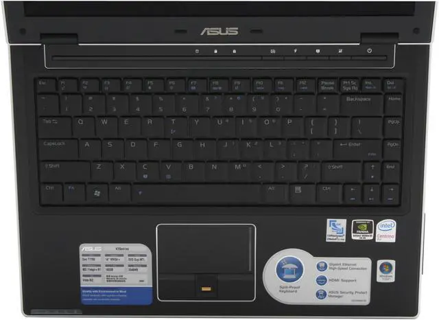 Alt view image 4 of 19 - ASUS Laptop V2 Series Intel Core 2 Duo T7700 2GB Memory 160GB HDD NVIDIA GeForce 8600M GS 14.0" Windows Vista Business V2S-B1